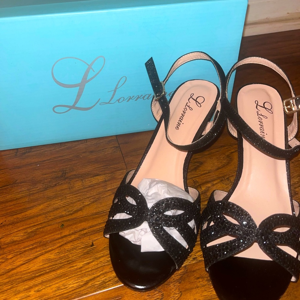 L Lorraine Vanessa Black Sparkle Heels